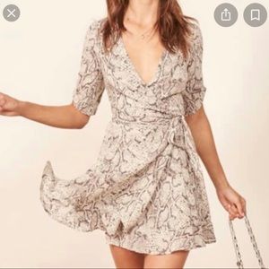 Reformation snake print wrap dress EUC